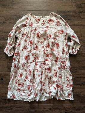 Hayden White Floral Dress with Coral Rose Print